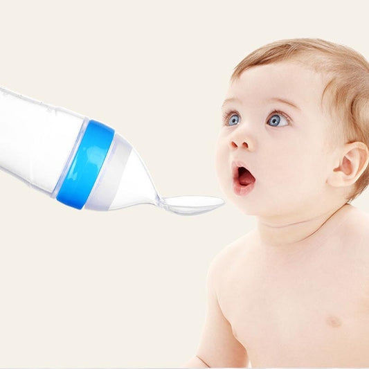 Silicone Baby Spoon Squeezing Feeding Bottle Feeder – Soft, Safe & Easy Baby Food Dispenser