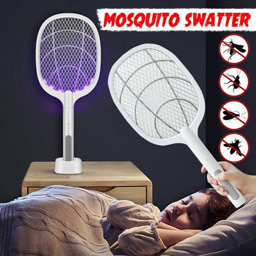 Rechargeable Mosquito Racket With Stand – Electric Insect Killer Bat